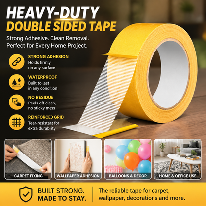 Extra 30% off on sale items | PKNEW® Heavy-Duty Double Sided Tape, StrongAdhesive, Waterproof & Removable, No Residue, Idealfor Carpet, Wallpaper, Balloons & Home Use🧻