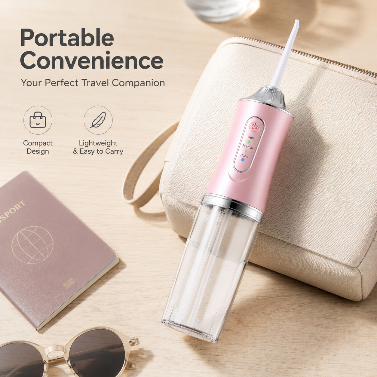 PKNEW® Electric Water Flosser, Portable RechargeableOral Irrigator with 4pcs Multifunctional Nozzlefor Home & Travel, Personal Oral CareAppliance, Oral Hygiene Kit, Dental WaterFlosser🦷