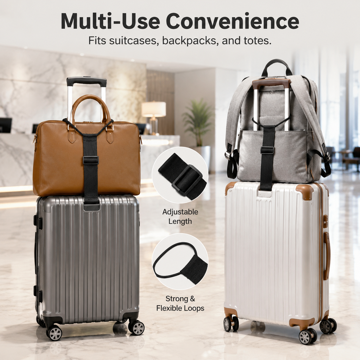 PKNEW® Multi Use Strong Adjustable Luggage Connector Straps For Suitcases  Travel Straps Secure Organize Anti Theft Straps