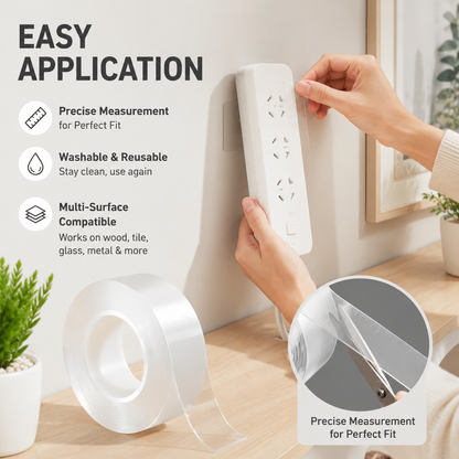 PKNEW® Heavy Duty Nano Multi-Roll Mounting Tape, Easy Application with Precise Measurement