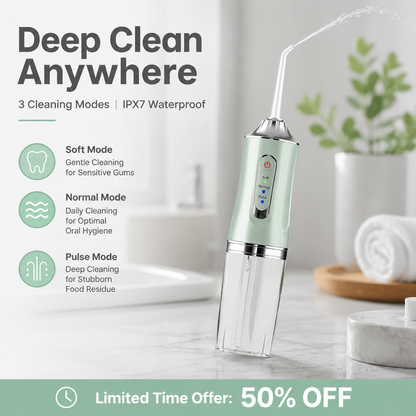 PKNEW® Electric Water Flosser, Portable RechargeableOral Irrigator with 4pcs Multifunctional Nozzlefor Home & Travel, Personal Oral CareAppliance, Oral Hygiene Kit, Dental WaterFlosser🦷