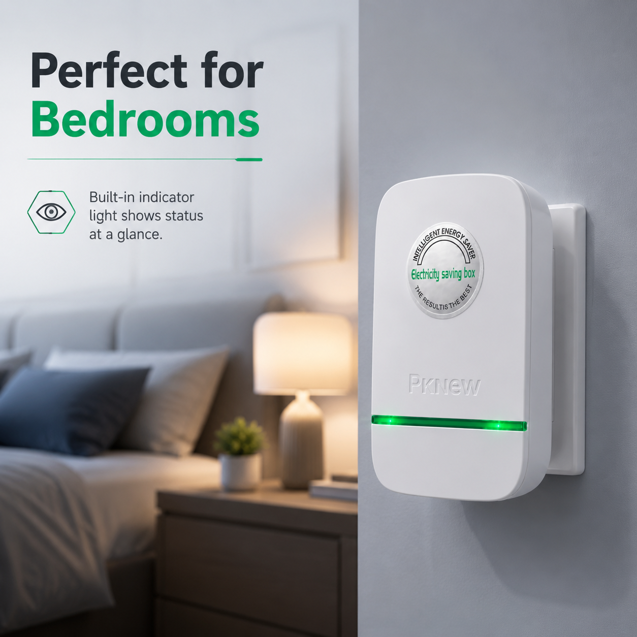 PKNEW® Compact Indoor Plug-In Device with Built-In Indicator Light, US Plug Style for Home, Bedroom, Office and Dorm