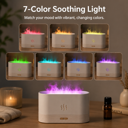 PKNEW® Flame-Effect Air Aroma Diffuser with 7-Color LED&Auto-Off Protection for Home & Office🔥