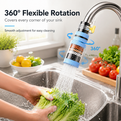 PKNEW® 6 Layer Filtration Faucet Water Filter 360 Degrees Rotatable Splash Free, for Kitchen Sink Washing Fruits Vegetables and Dishes🚿