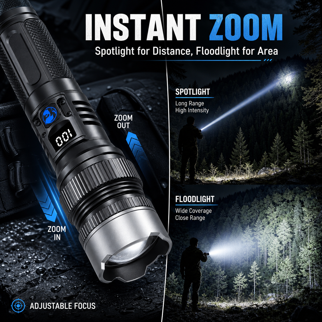 PKNEW® 2-in-1 Strong Flashlight (Power Bank) X4Waterproof,Adjustable Brightness Flash Light for Outdoor, Emergency,Camping Accessories
