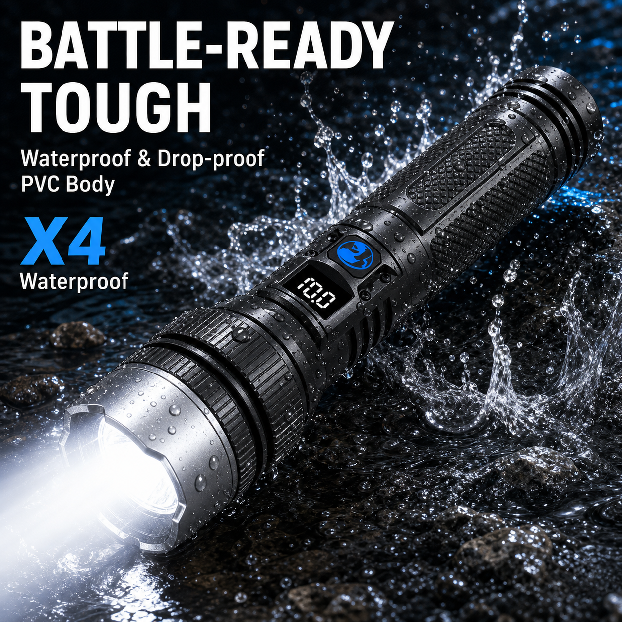 PKNEW® 2-in-1 Strong Flashlight (Power Bank) X4Waterproof,Adjustable Brightness Flash Light for Outdoor, Emergency,Camping Accessories