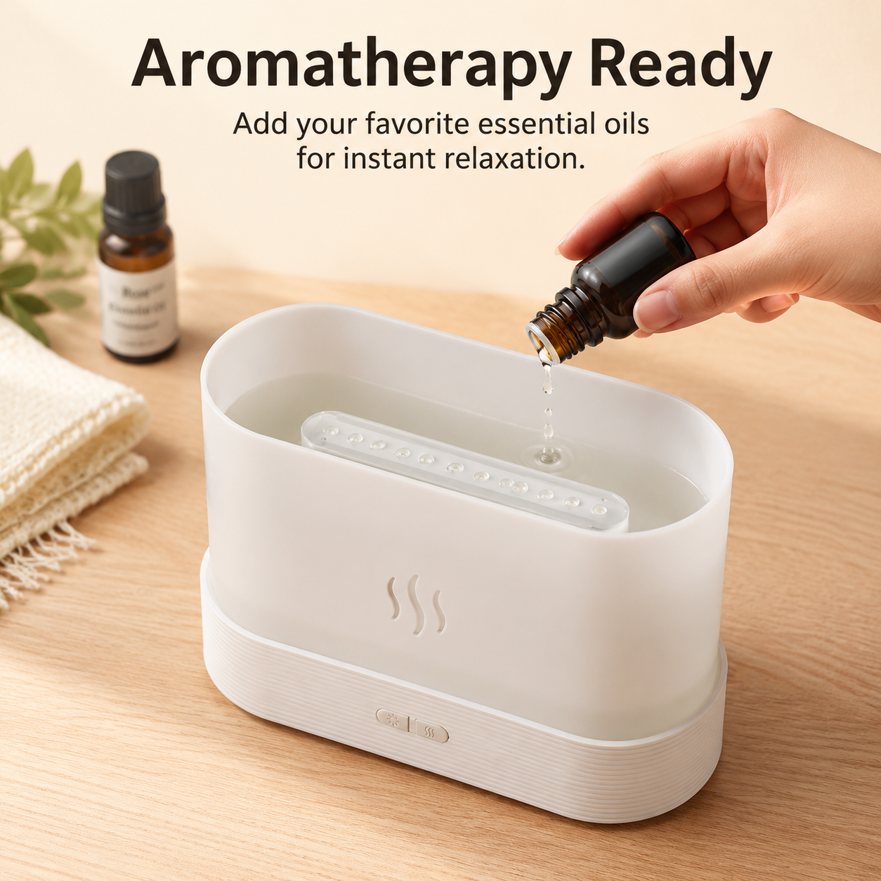 PKNEW® Flame-Effect Air Aroma Diffuser with 7-Color LED&Auto-Off Protection for Home & Office🔥