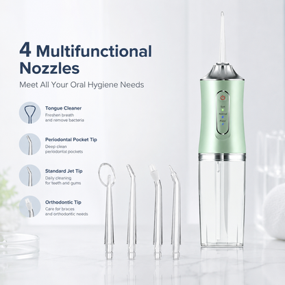 PKNEW® Electric Water Flosser, Portable RechargeableOral Irrigator with 4pcs Multifunctional Nozzlefor Home & Travel, Personal Oral CareAppliance, Oral Hygiene Kit, Dental WaterFlosser🦷