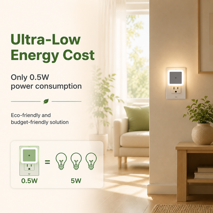 PKNEW® Dusk to Dawn Plug in LED Night Light – Warm White Sensor Lighting for Bedroom & Bathroom💡