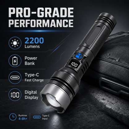 PKNEW® 2-in-1 Strong Flashlight (Power Bank) X4Waterproof,Adjustable Brightness Flash Light for Outdoor, Emergency,Camping Accessories