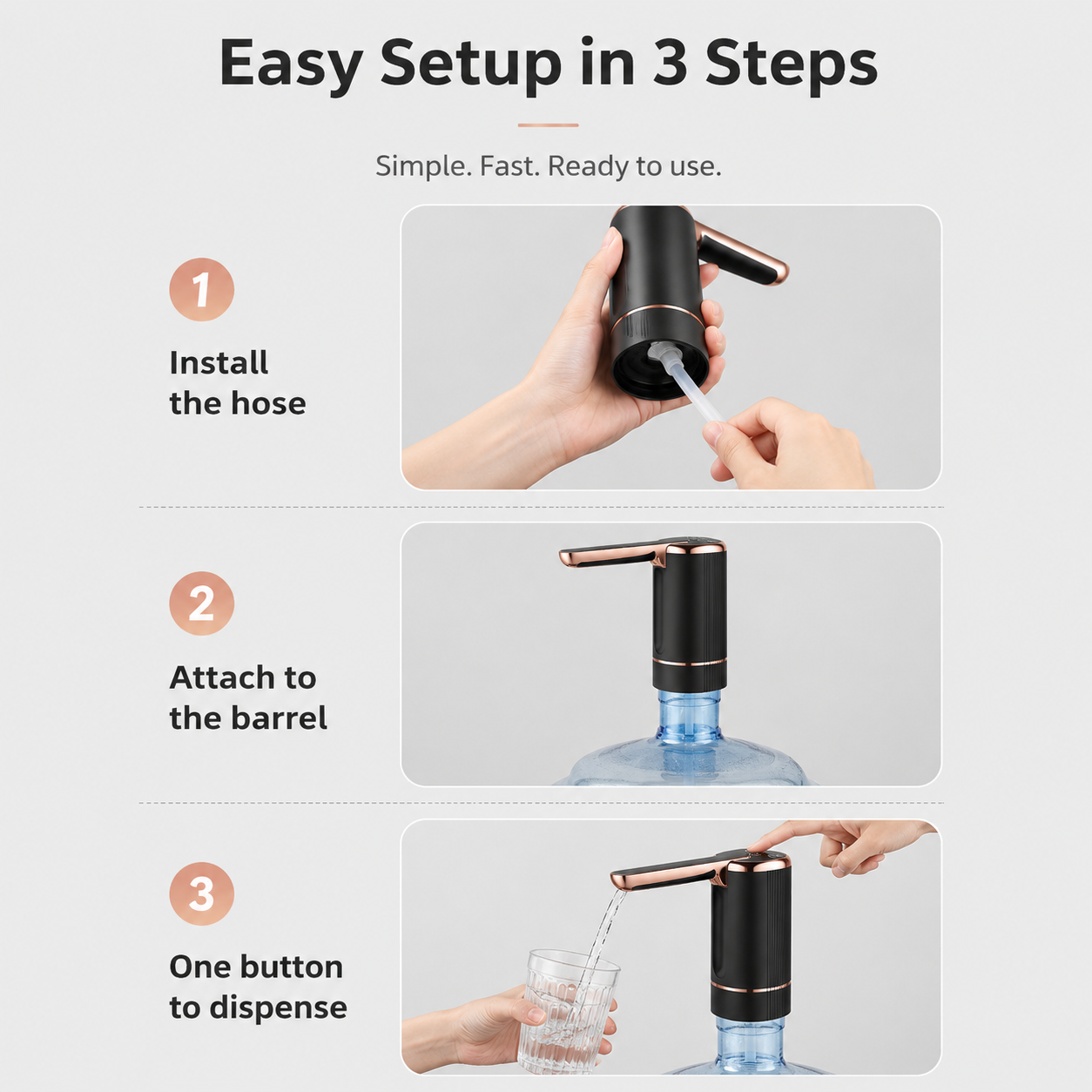 PKNEW® 5 Gallon Water Pump Dispenser – Rechargeable & Foldable Electric Water Jug Pump💎