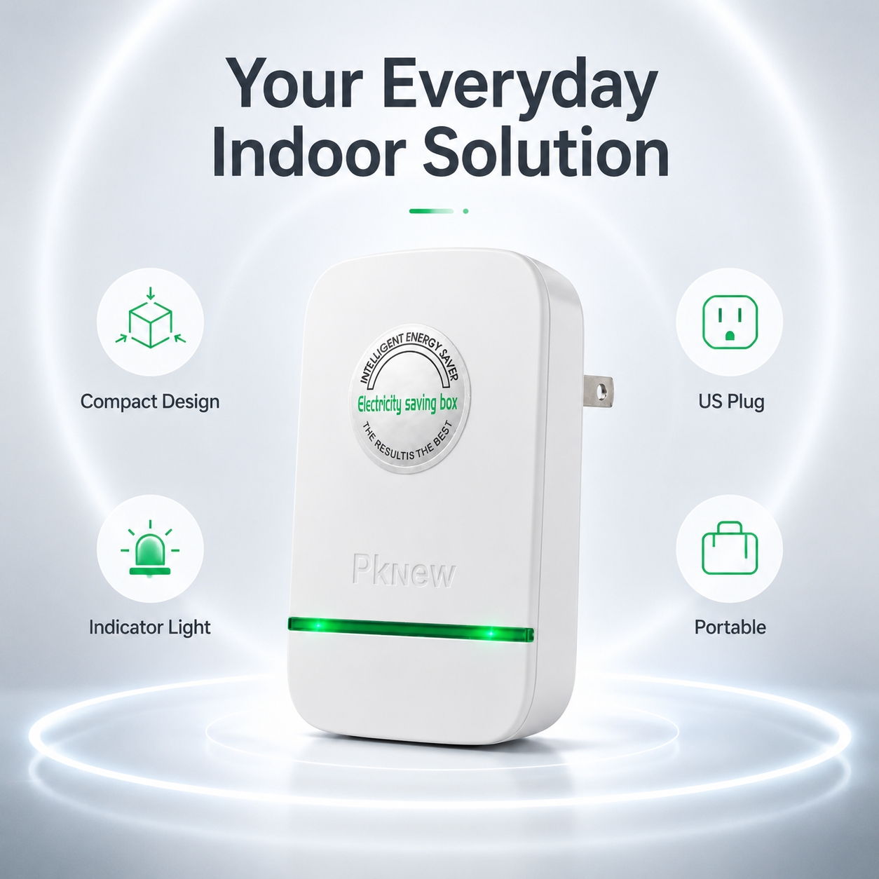 PKNEW® Compact Indoor Plug-In Device with Built-In Indicator Light, US Plug Style for Home, Bedroom, Office and Dorm