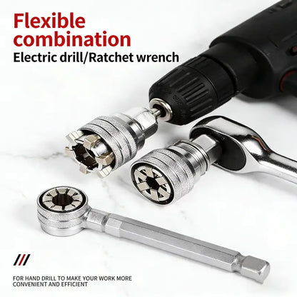 PKNEW®🔩| Multi-Function Universal Socket Wrench Tool - Universal Maintenance Tool, Adjustable Universal Socket Wrench, Universal Socket Tool for 3/8" Drive Ratchet Torque Wrench & Power Drill (Connecting rod random color) Fathers Day Gift