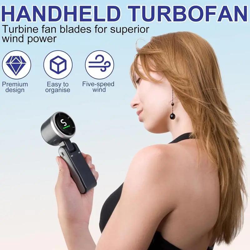 PKNEW® Portable Handheld Turbo Fan, 5 Gear Wind,4000mAh Battery Operated, Up to 10 Working Hours🌪️