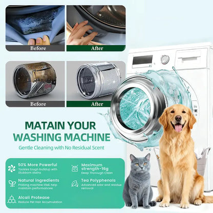 Extra 30% off on sale items | PKNEW® Washing Machine Cleaner Tablets 12 Pack, Pet Safe, Eco-Friendly, Deep Clean & Odor Removal, Keeps Washer Fresh