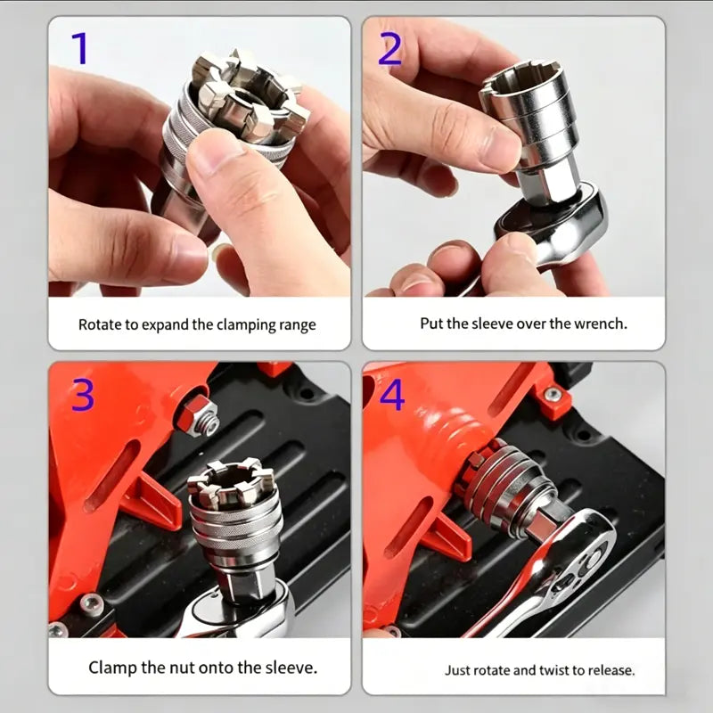 PKNEW®🔩| Multi-Function Universal Socket Wrench Tool - Universal Maintenance Tool, Adjustable Universal Socket Wrench, Universal Socket Tool for 3/8" Drive Ratchet Torque Wrench & Power Drill (Connecting rod random color) Fathers Day Gift