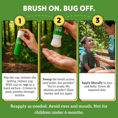 PKNEW® Bug Brush– DEET-Free Mosquito Repellent Powder, Plant-Based Brush-On Protection for Families & Kids🌿