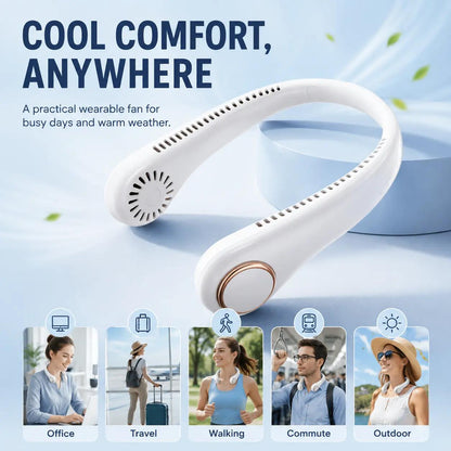 Extra 30% off on sale items | PKNEW® Portable Neck Fan, Bladeless Wearable Personal Fan, Hands-Free Cooling for Outdoor & Office