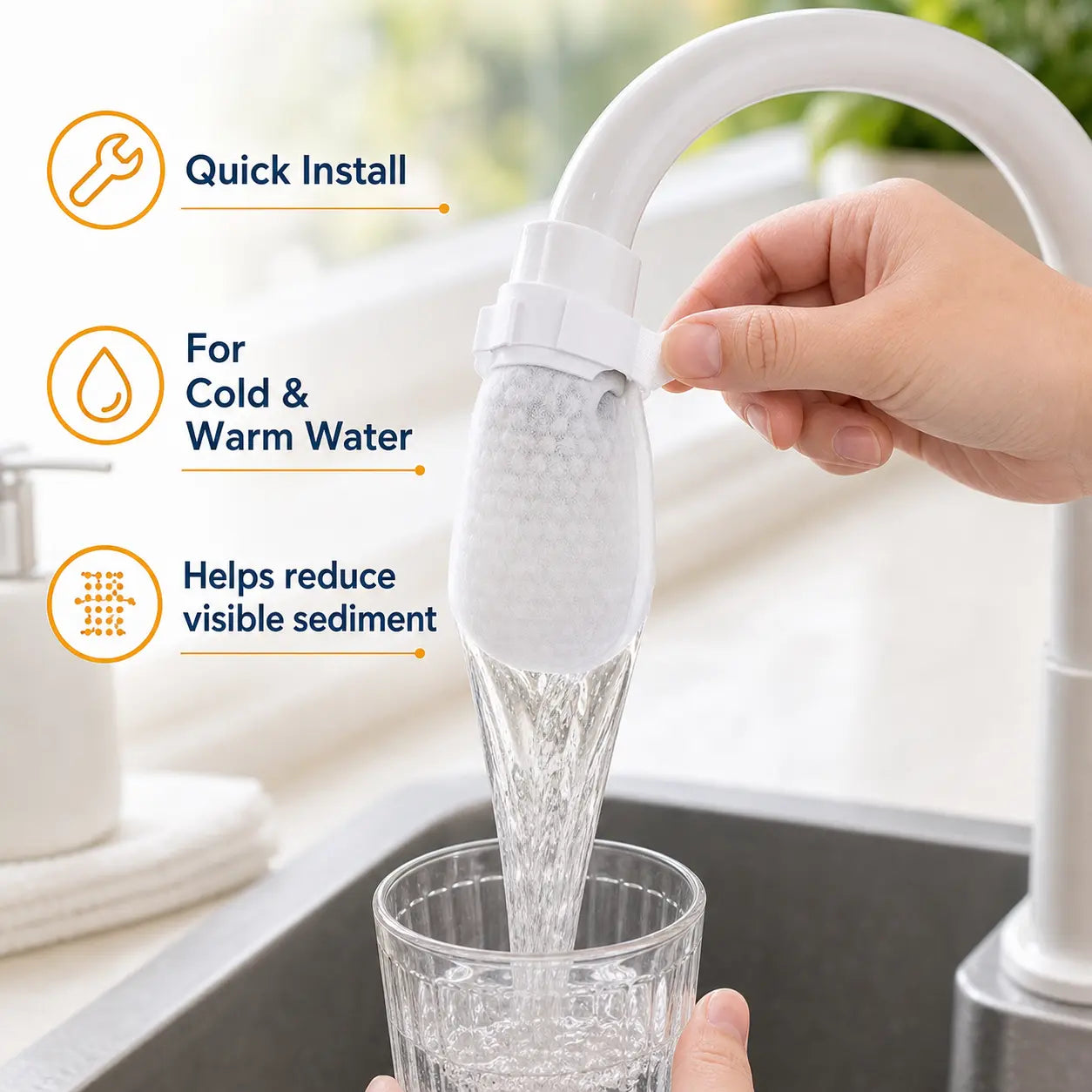 Extra 30% off on sale items | PKNEW® Faucet Filter Bags – 50 Pack Disposable Cotton Tap Water Filters for Cleaner Water, Reduced Splash & Sediment Protection🚰