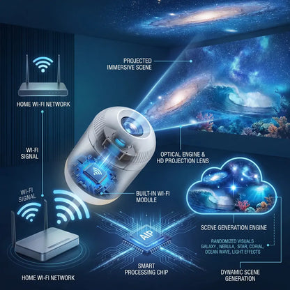PKNEW® NEXT-GEN SMART PROJECTION HD Smart Dynamic 5D Holographic Night Light Projector💡