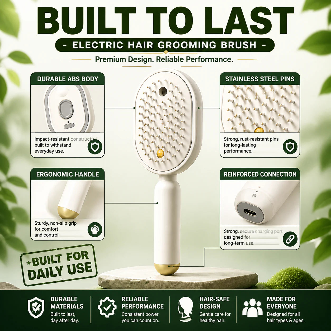 Devareon® 3-in-1 Electric Air Cushion Massage Comb with Mist Spray, Self-Cleaning Steam and Essential Oil Function, Rechargeable Scalp Massage Brush✨