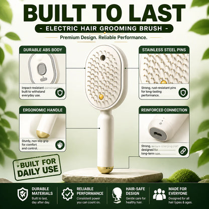 Devareon® 3-in-1 Electric Air Cushion Massage Comb with Mist Spray, Self-Cleaning Steam and Essential Oil Function, Rechargeable Scalp Massage Brush✨