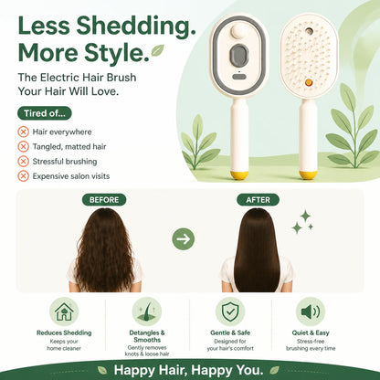 Devareon® 3-in-1 Electric Air Cushion Massage Comb with Mist Spray, Self-Cleaning Steam and Essential Oil Function, Rechargeable Scalp Massage Brush✨
