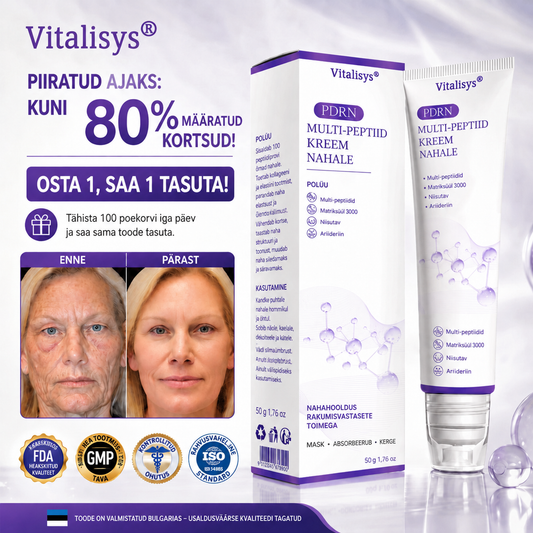 Vitalisys®🔥 PDRN-i ja mitme peptiidiga massaaži-kehakreem aplikaatorrullikuga – vananemisvastane toime; niisutab, pinguldab ja tõstab nahka; soodustab taastumist; ühtlustab nahatooni ning vähendab ebatäiusi ja tumedaid laike.